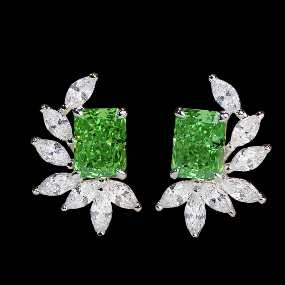 925 Sterling Silver Flower Gem Earrings - Cubic Zirconia