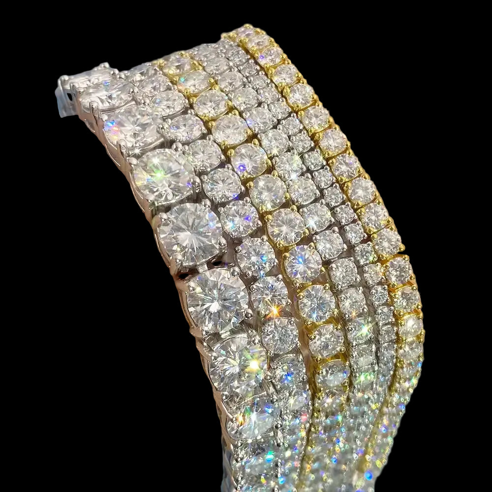 Multiple Color VVS Moissanite Silver Tennis Necklace