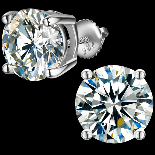 Classic Solitaire Stud Earrings  - Moissanite