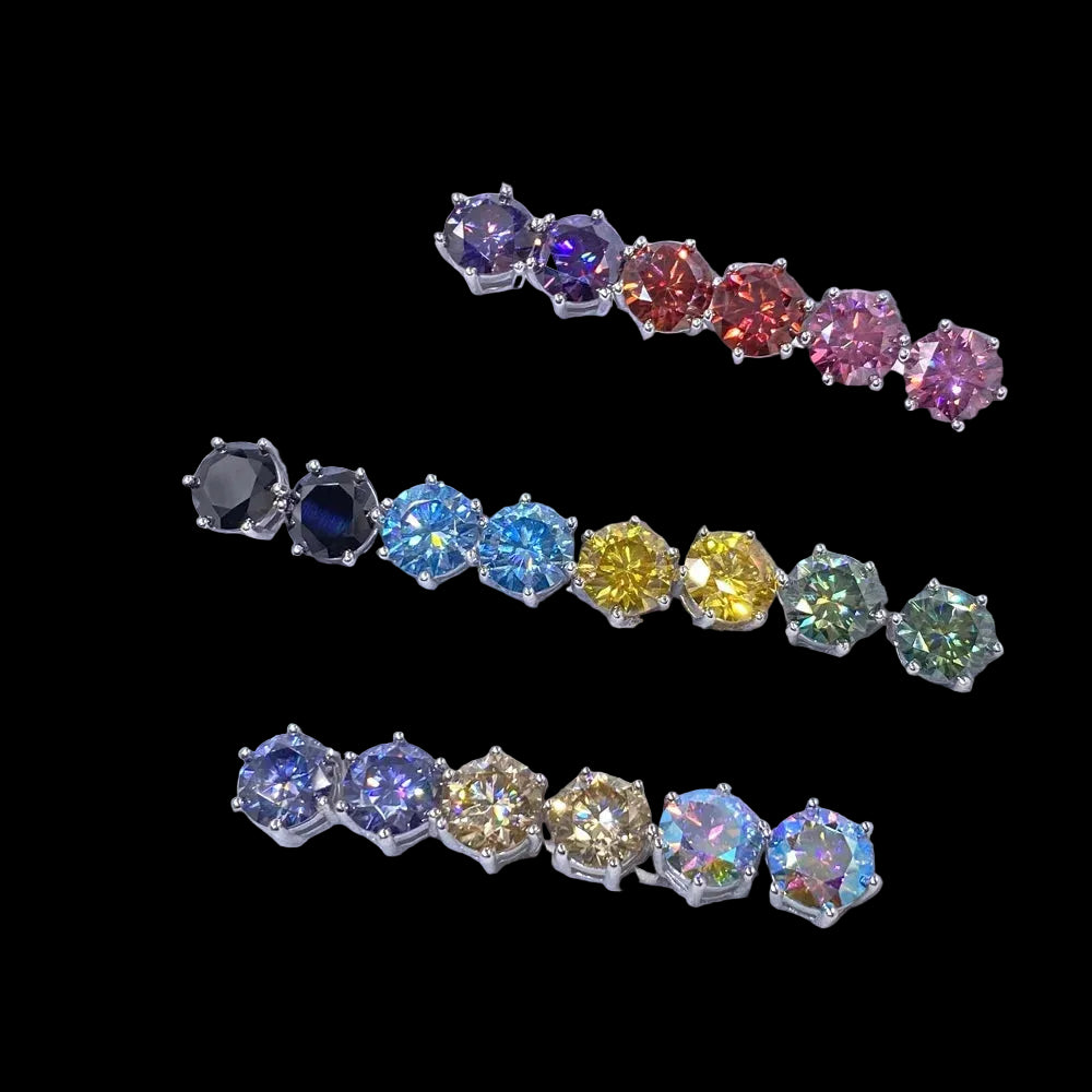 Stud VVS Moissanite Rhodium Plated Earrings