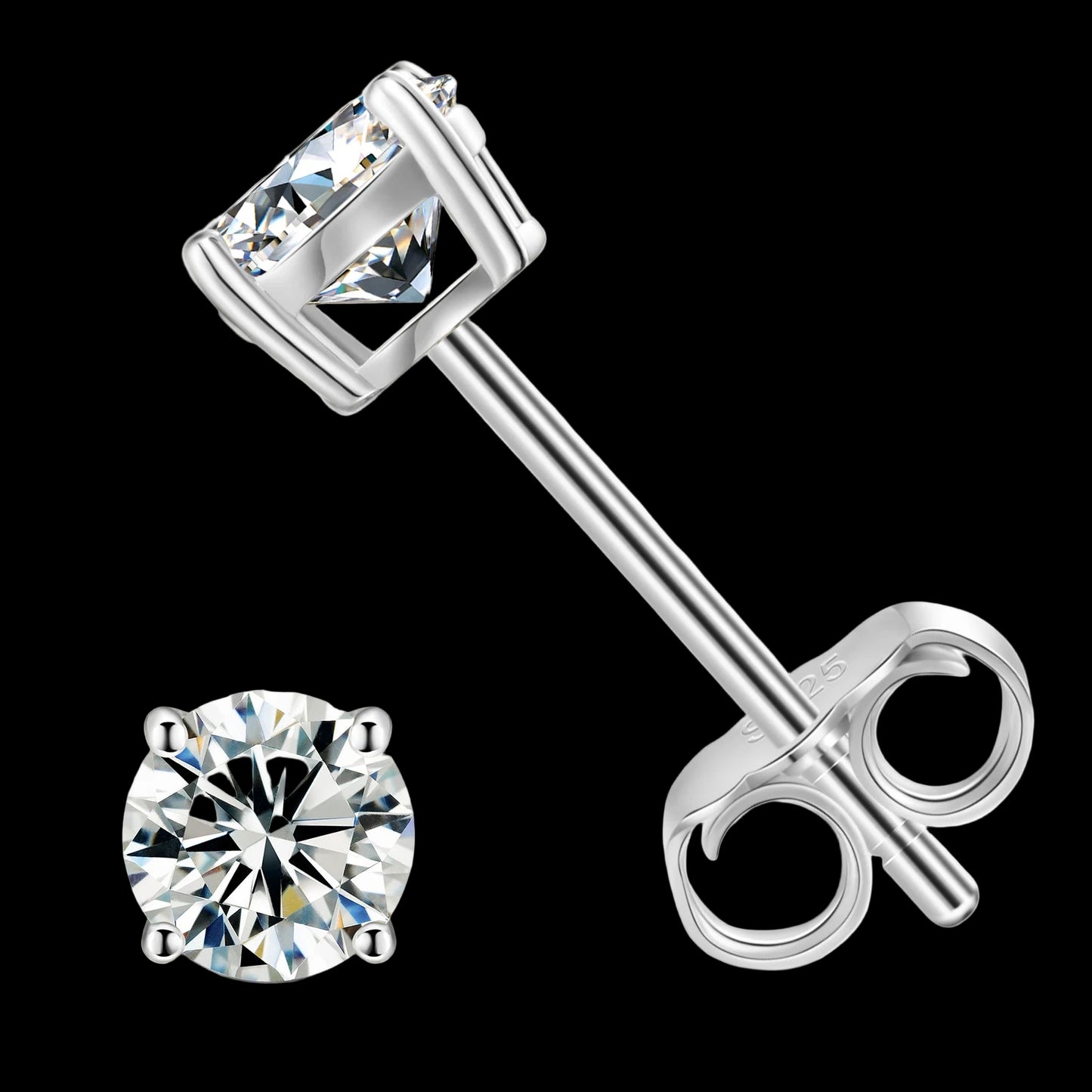 Classic Solitaire Stud Earrings  - Moissanite