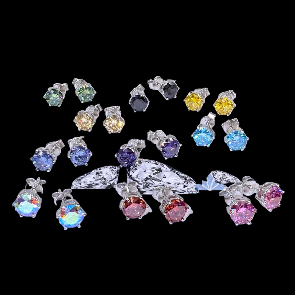 Stud VVS Moissanite Rhodium Plated Earrings