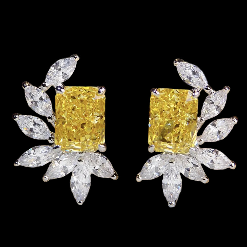 925 Sterling Silver Flower Gem Earrings - Cubic Zirconia