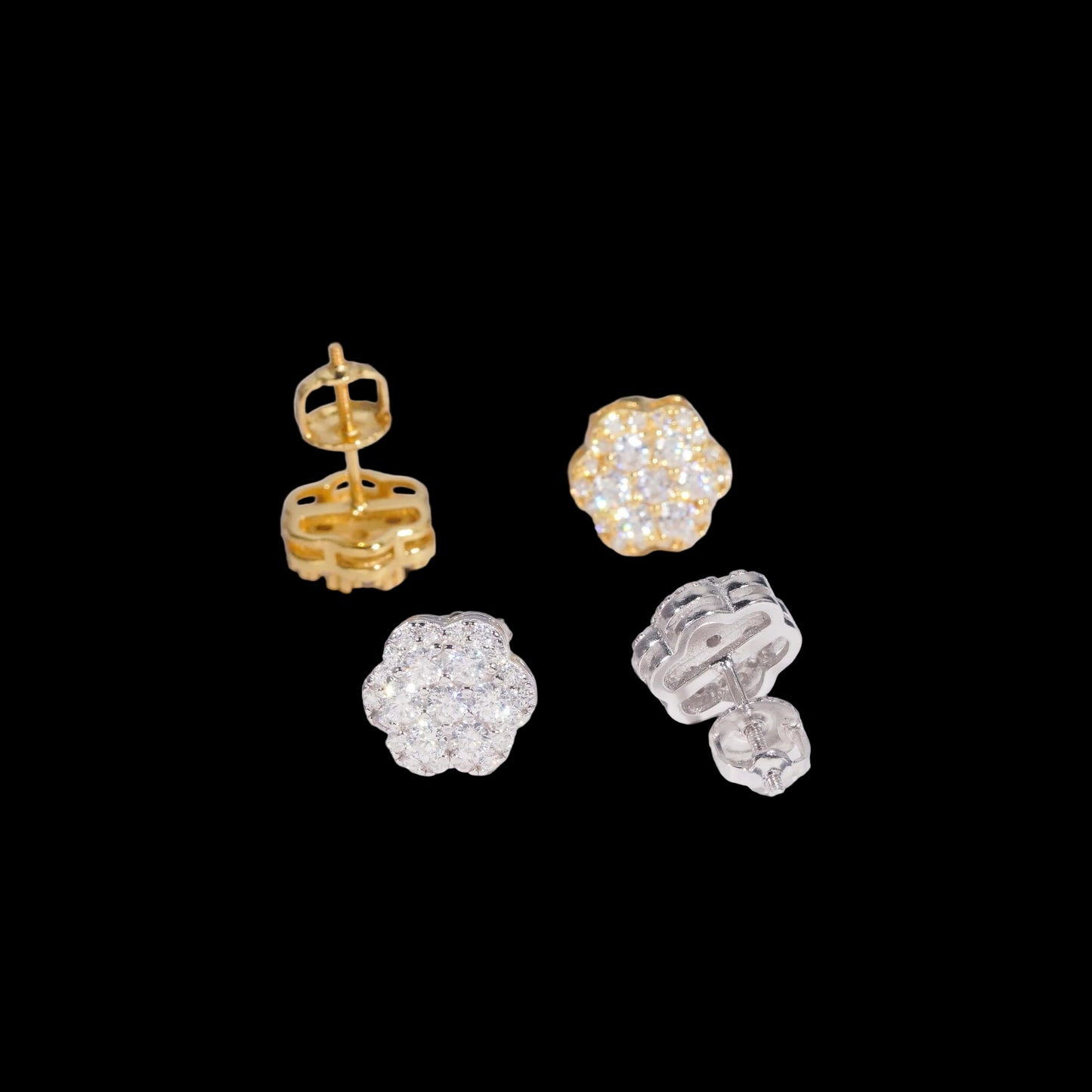 Sunflower Stud Earrings - Moissanite