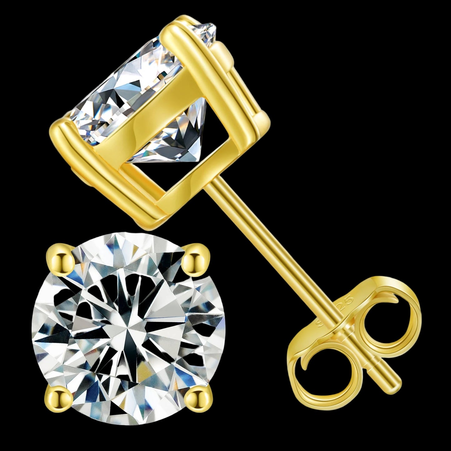 Classic Solitaire Stud Earrings  - Moissanite