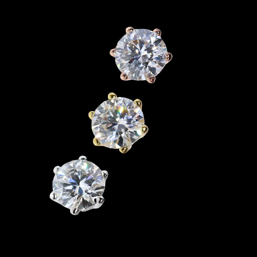 Stud VVS Moissanite Rhodium Plated Earrings