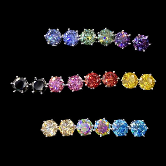 Stud VVS Moissanite Rhodium Plated Earrings