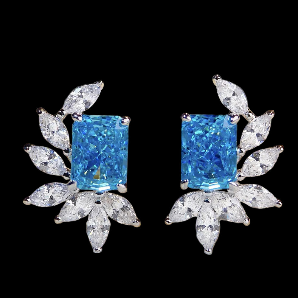 925 Sterling Silver Flower Gem Earrings - Cubic Zirconia