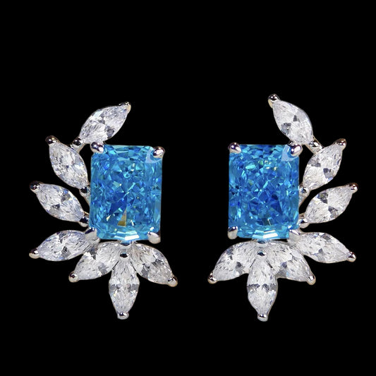 925 Sterling Silver Flower Gem Earrings - Cubic Zirconia