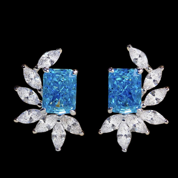 Cubic Zirconia 925 Sterling Silver Flower Gem Earrings