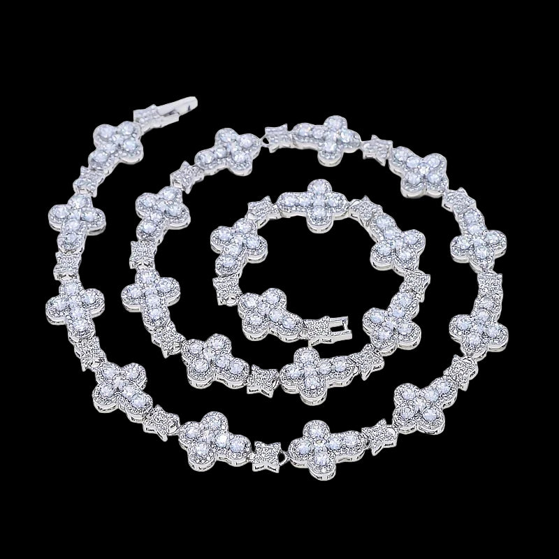 Cross Star Tennis Chain - Cubic Zirconia