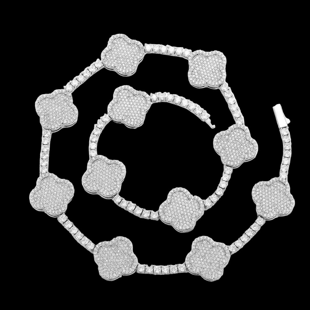 Four Leaf Clover Tennis Chain - Cubic Zirconia