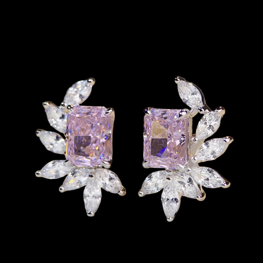 925 Sterling Silver Flower Gem Earrings - Cubic Zirconia