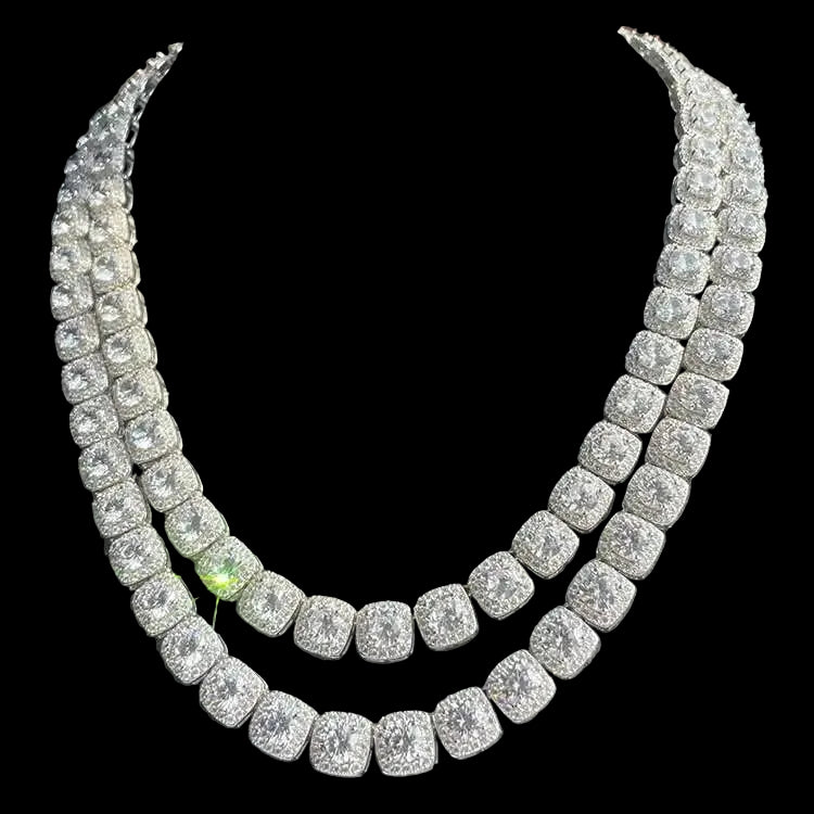 Solid Silver VVS Moissanite Rock Link Chain