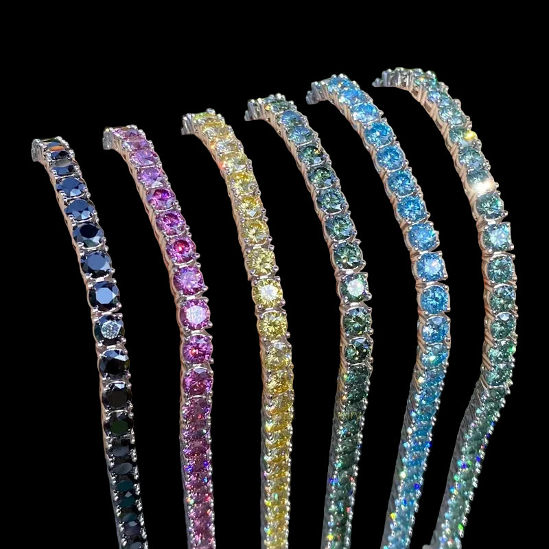 Multiple Color VVS Moissanite Silver Tennis Bracelet