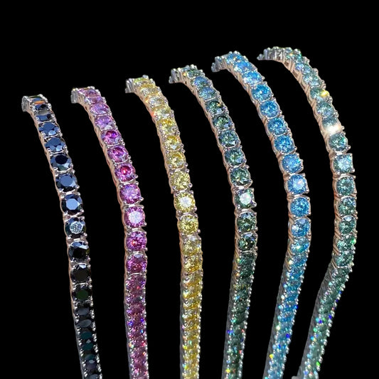 Multiple Color VVS Moissanite Silver Tennis Bracelet
