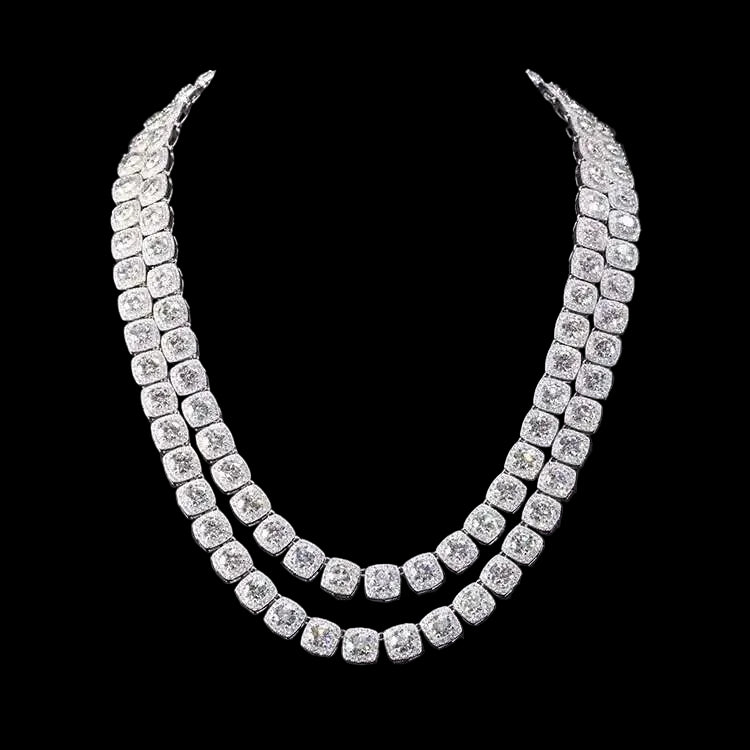 Solid Silver VVS Moissanite Rock Link Chain