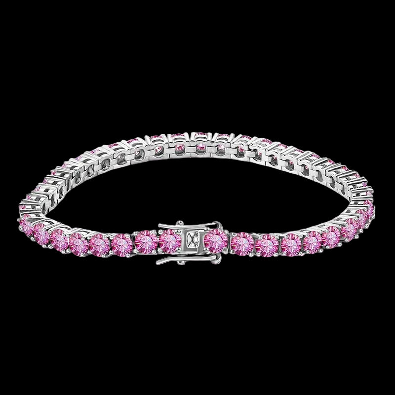 Multiple Color VVS Moissanite Silver Tennis Necklace