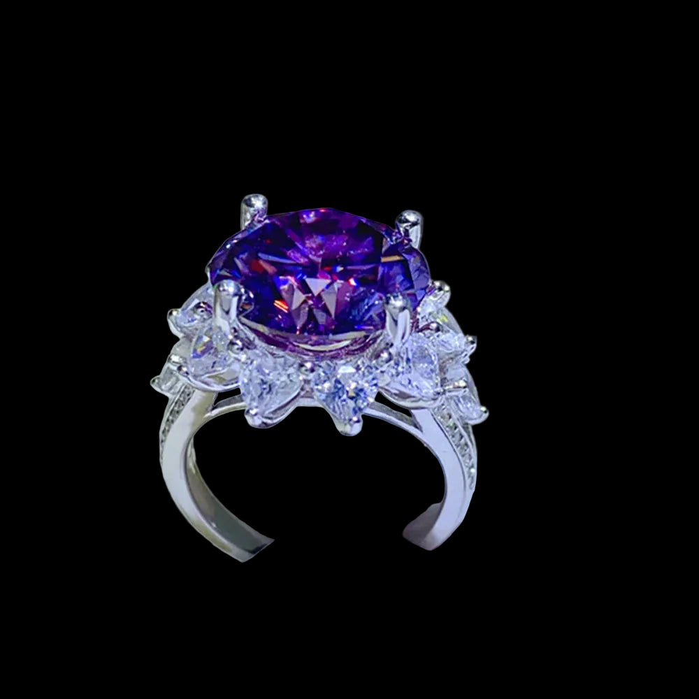 Serenity 925 Silver Purple Gem Moissanite Ring