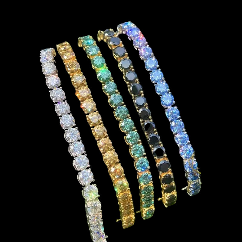 Multiple Color VVS Moissanite Silver Tennis Bracelet