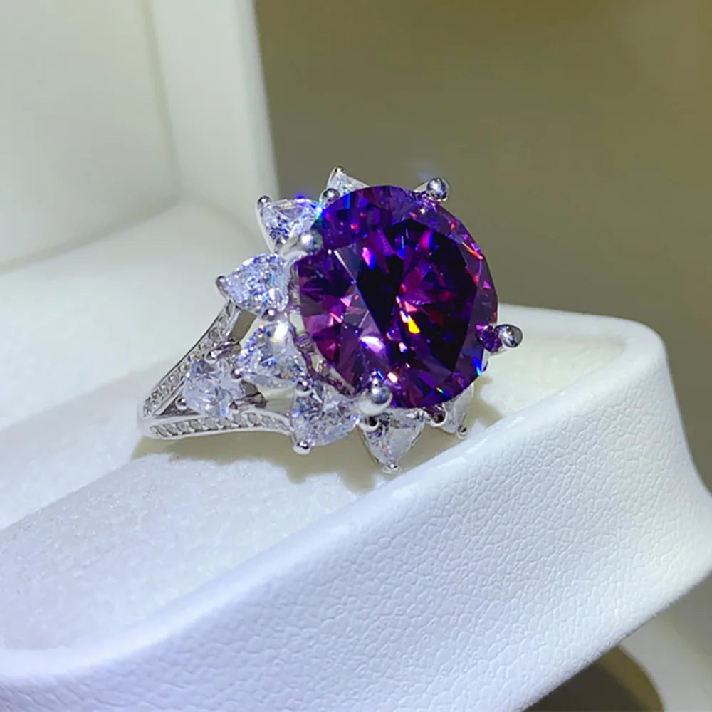 Serenity 925 Silver Purple Gem Moissanite Ring